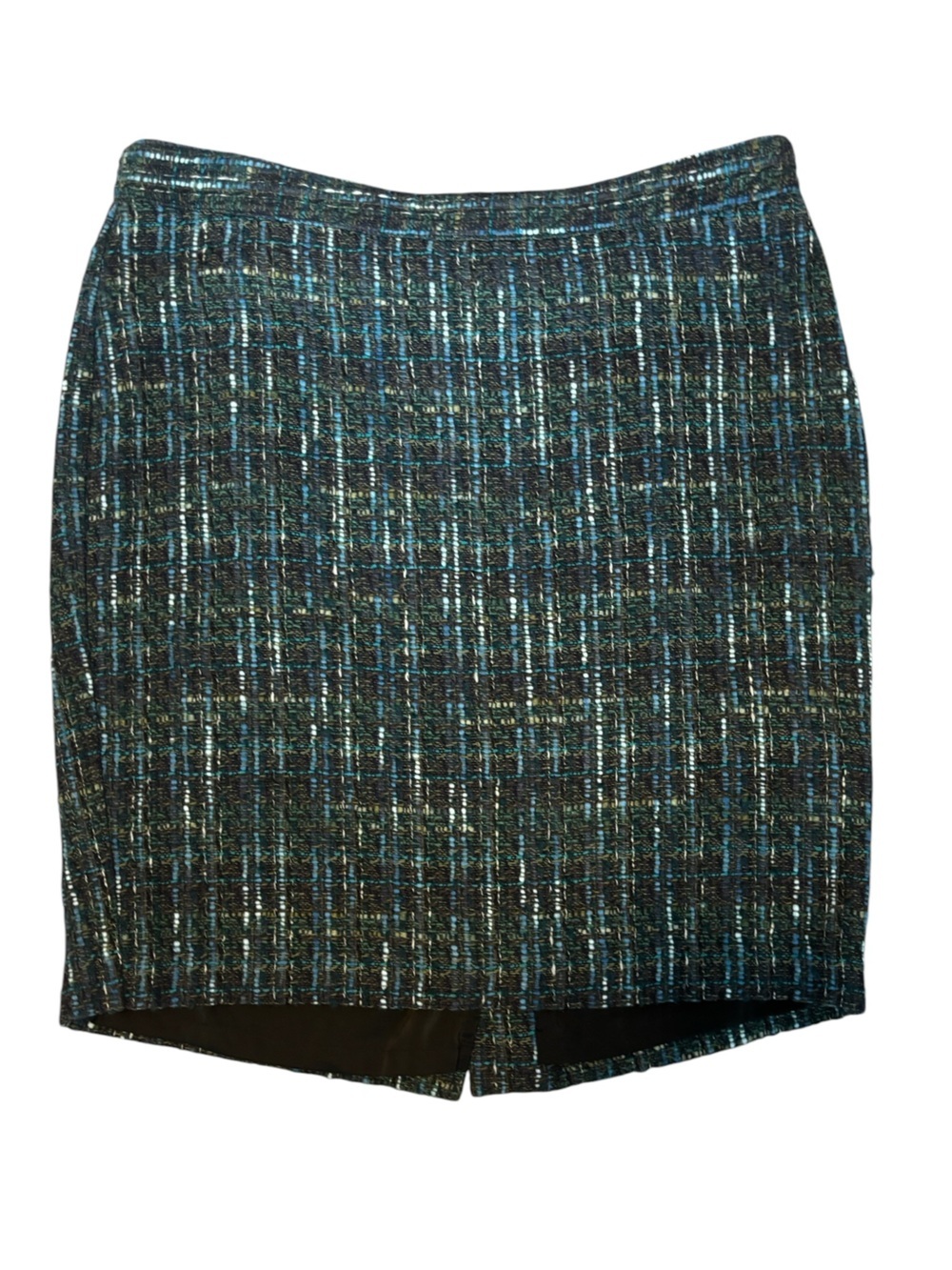 J. Jill Black Green Tweed Pencil Skirt Short Size 14 Petite